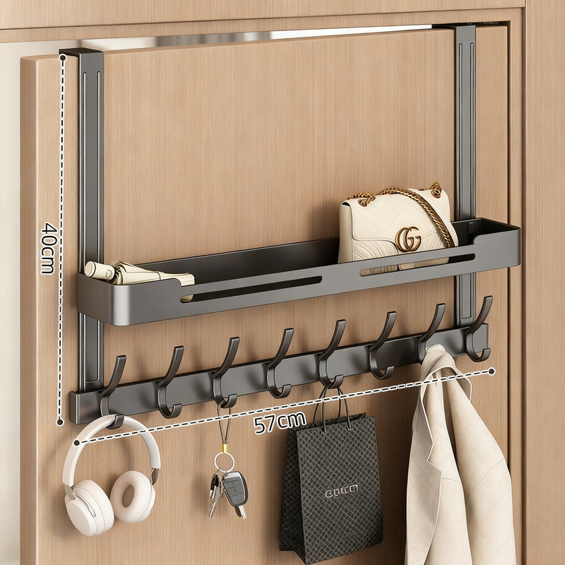 Aluminum door hook, double-layered, drill hole-free