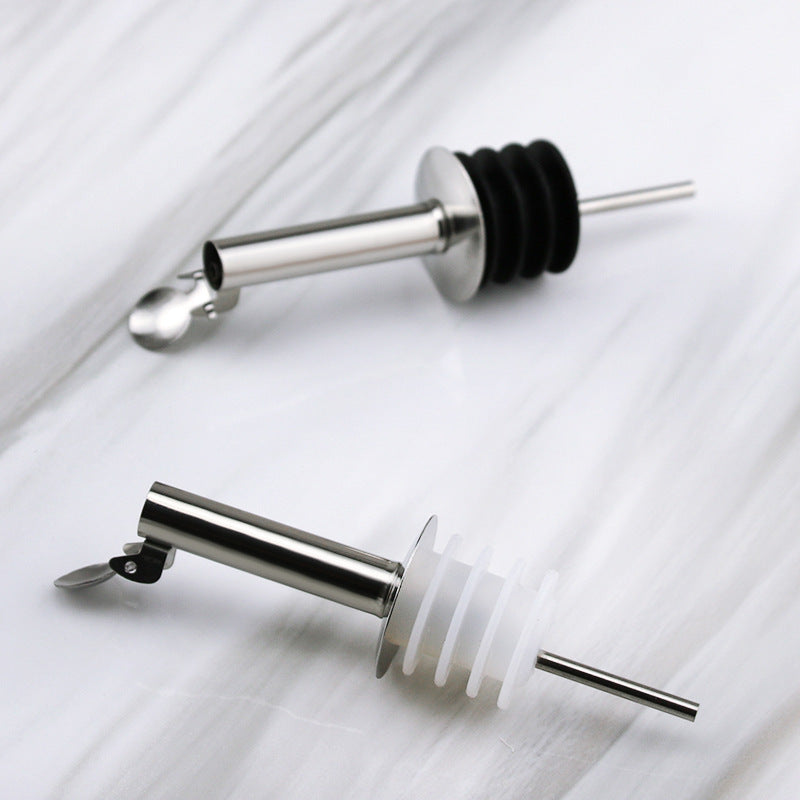 Stainless steel pourer for oil and vinegar bottles
