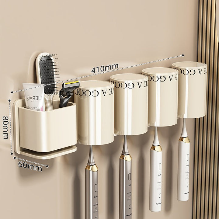 Aluminum toothbrush wall holder, hole-free