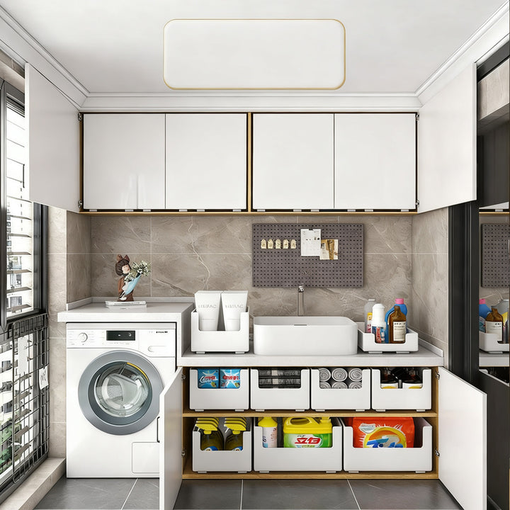 Plastic storage box for kitchen and cabinet