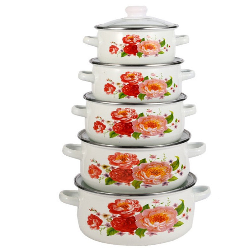 Enamelled pot with glass lid, 2.1–3 L