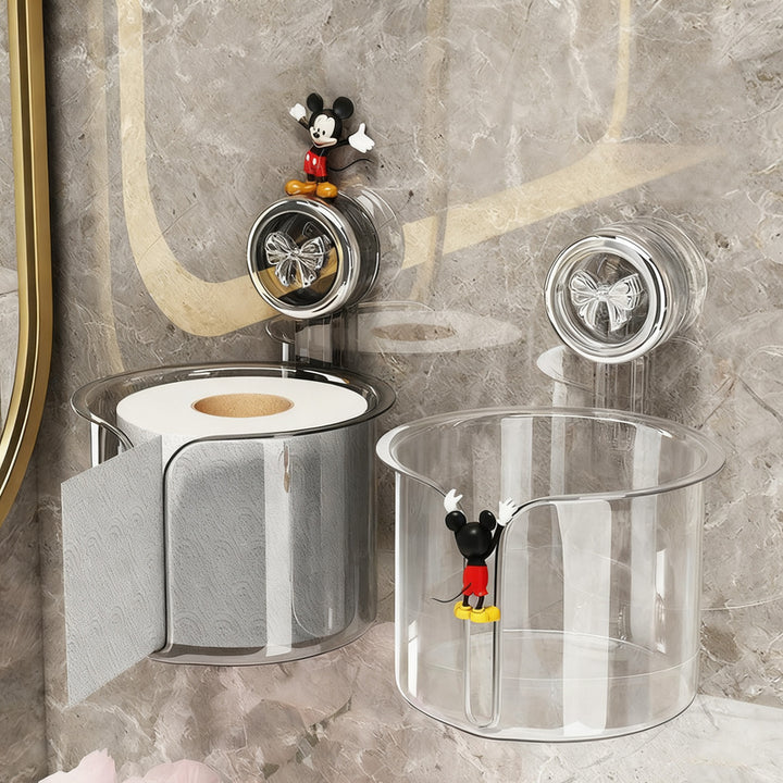 Toilet paper holder with suction cup, wall mountable