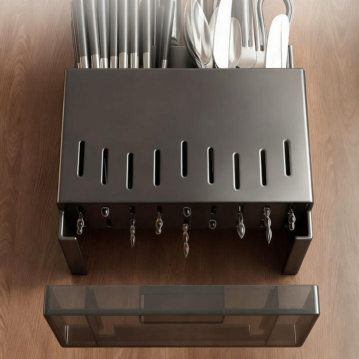 Stainless steel wall shelf for knives and chopsticks