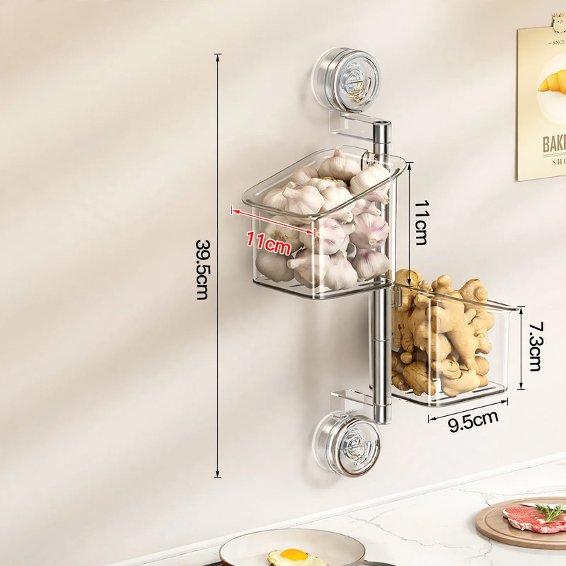 Rotating kitchen storage shelf with suction cup, model 230-006-A