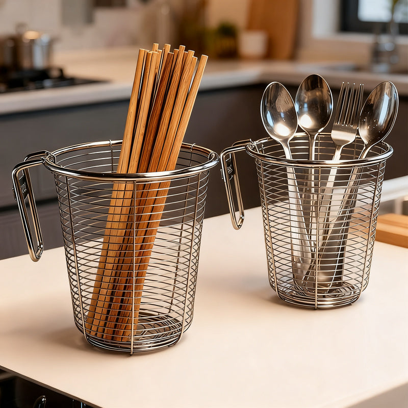 Stainless steel chopstick holder with drainage, wall-mounted