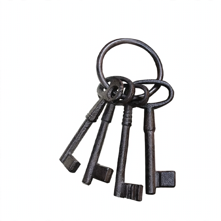 Iron wall hooks with key motifs