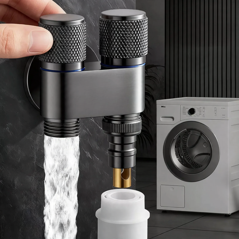 Two-way corner valve for washing machine, stainless steel