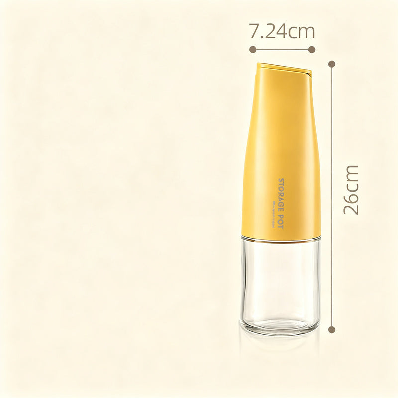 Glass bottles for oil and spices with automatic closure