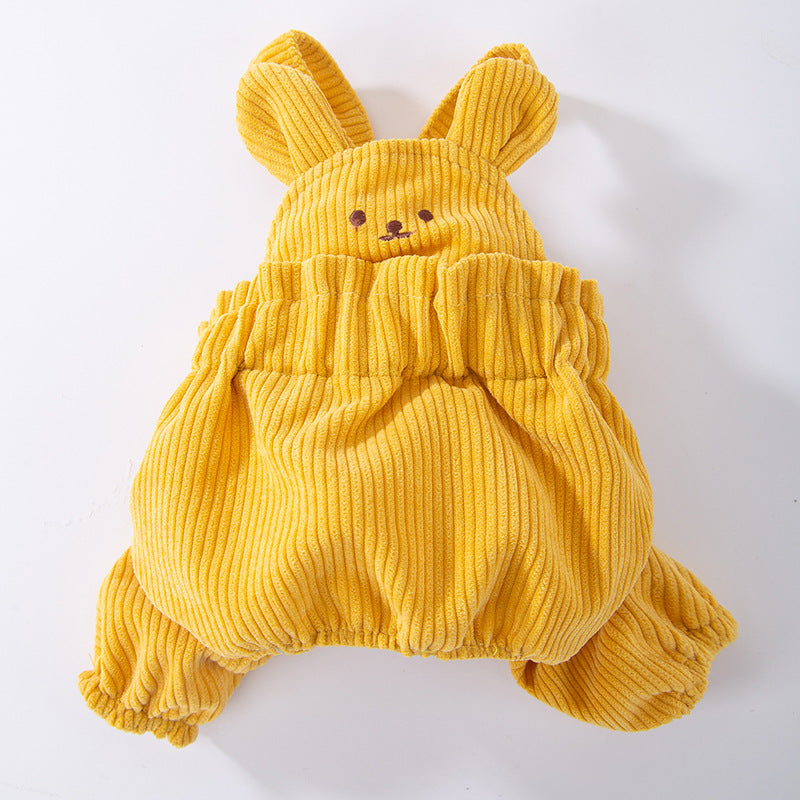 Dog overall with bib pants made of corduroy