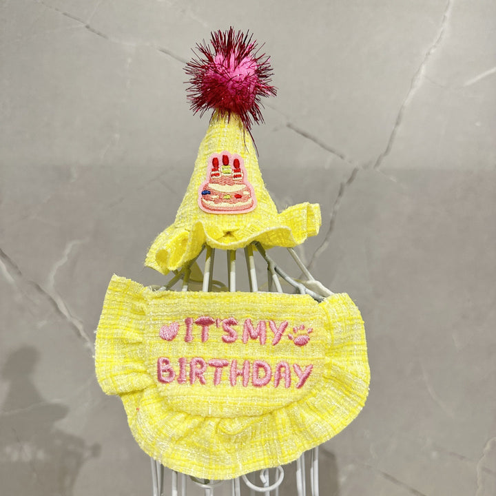 Birthday set for pets with hat and bib