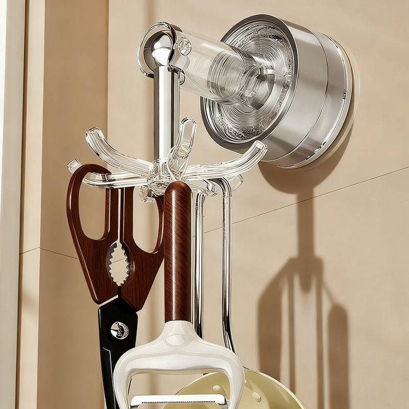Suction cup wall hooks with six hooks, rotatable