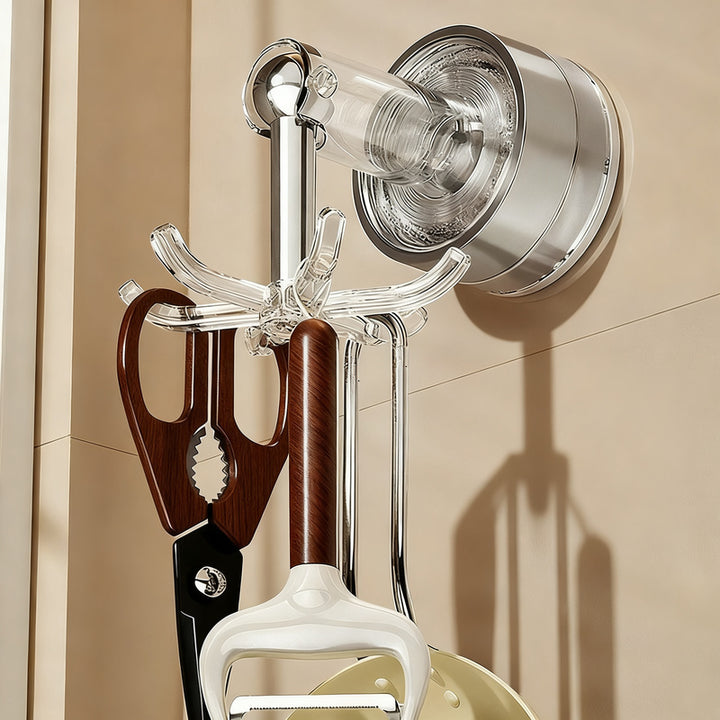 Suction cup wall hooks with six hooks, rotatable