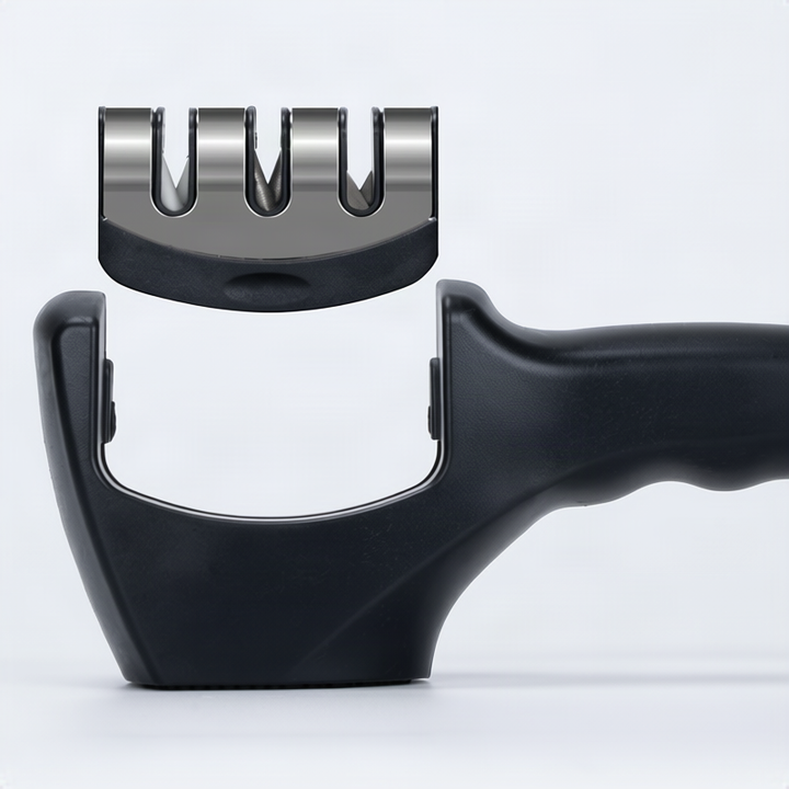 Knife sharpener with removable sharpening stone