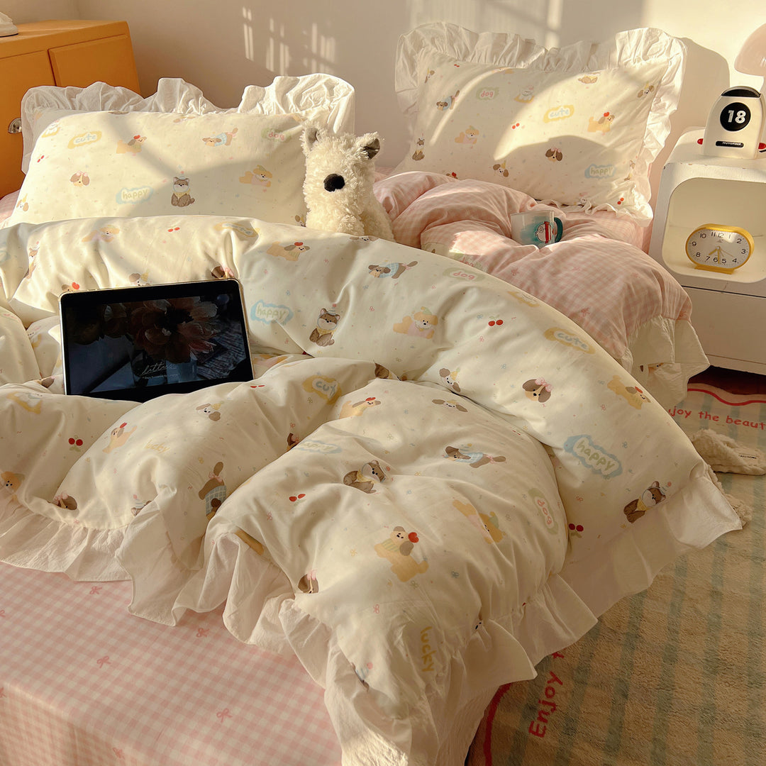 Cotton bedding with cartoon motifs, 4-piece