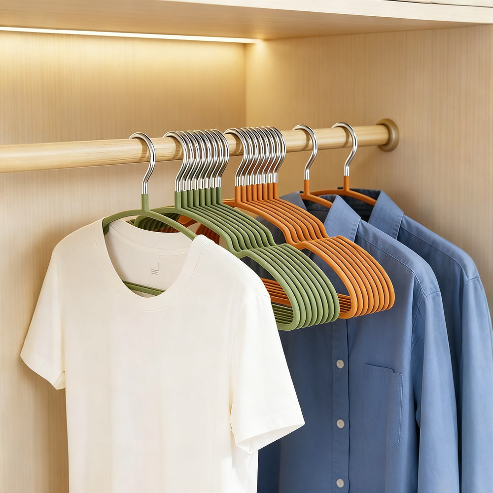 Wide plastic hangers, non-slip, set of 10 or 20