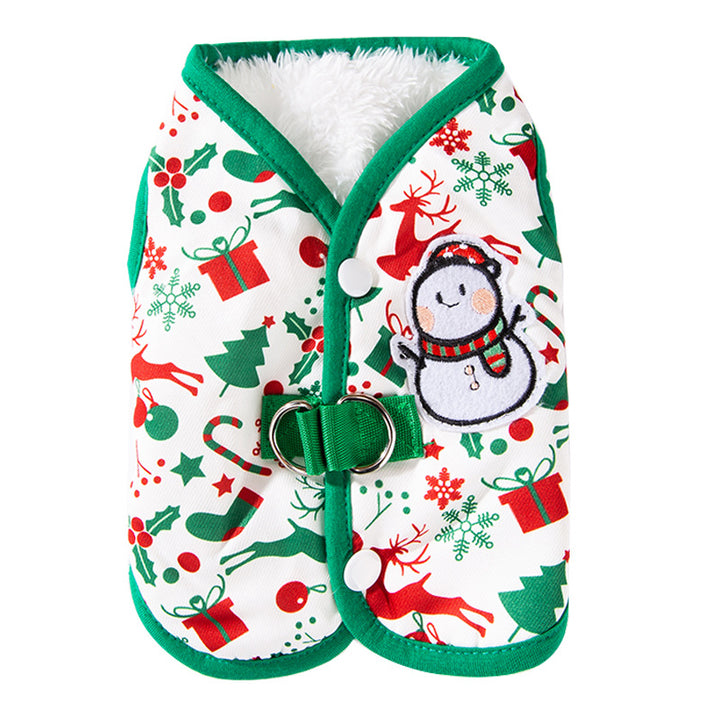 Warm vest for small dogs with snowman design