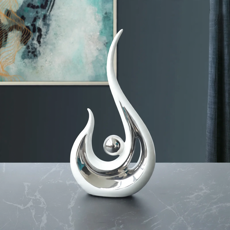 Ceramic deer decorative figure with silver electrolysis