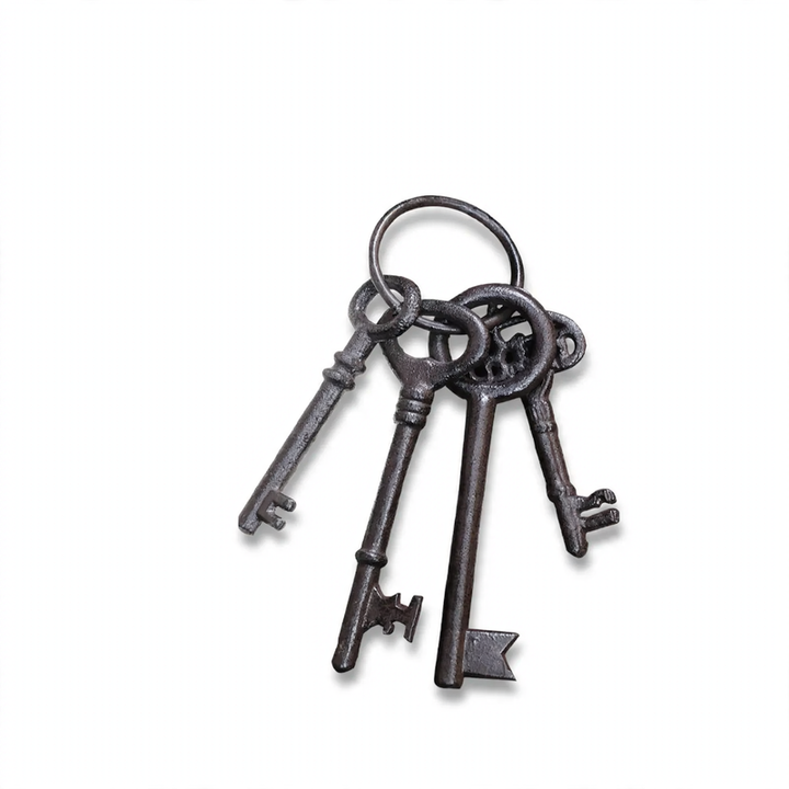 Iron wall hooks with key motifs