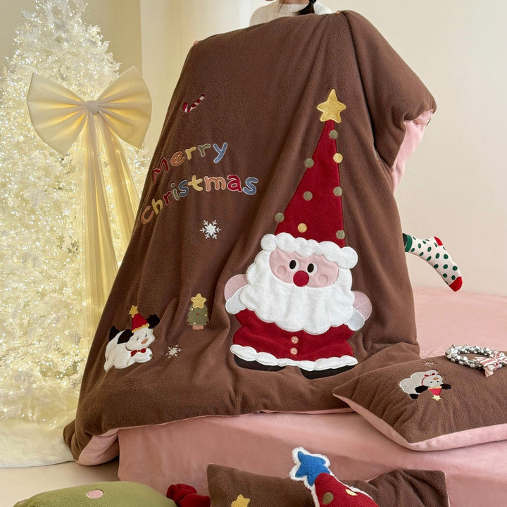 Christmas bedding set made of fleece, 4-piece, quilted