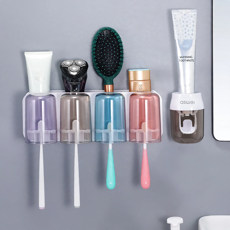 Toothbrush organizer, wall mountable, no drilling