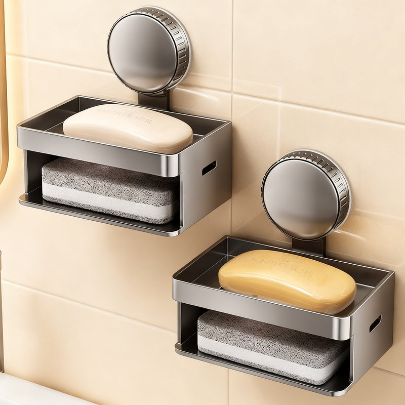 Soap dish with suction cup, wall mountable