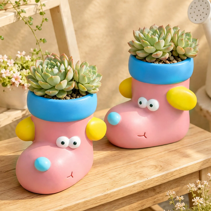 Cartoon flower pot in sock shape