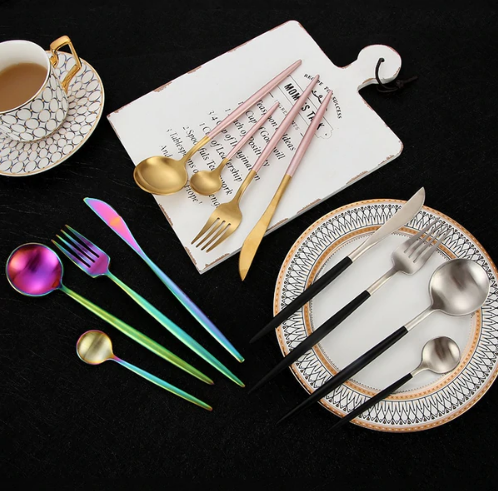 Luxury 24-Piece Gold-Silver Cutlery Set for Stylish Table Setting Noxord