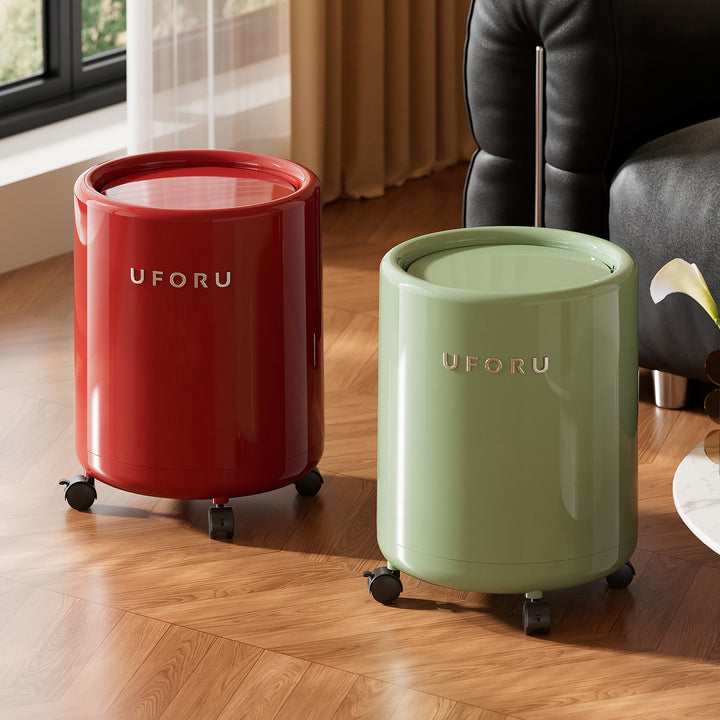 Trash can with lid and wheels, 12 L, plastic