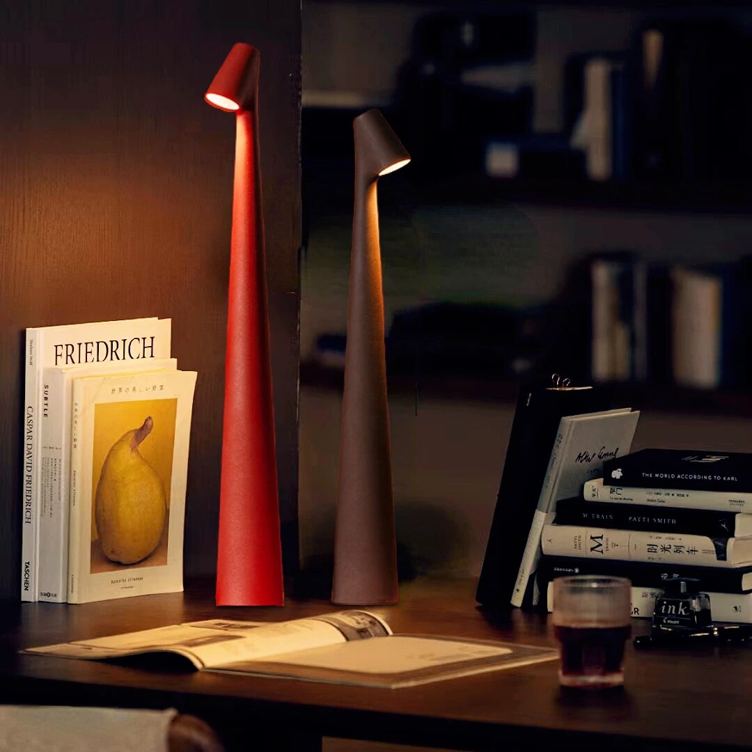Table Lamp Modern Red Metal LED Light | Noxord