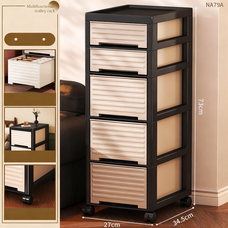Plastic storage cabinet, multi-layer, with wheels
