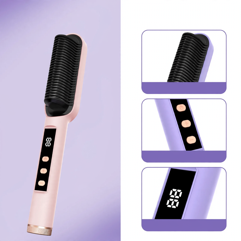 Digital Hair Straightening Brush with Ceramic, 5 Temperature Levels