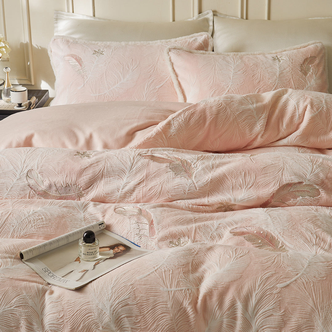 Milk fiber bedding set 4-piece, winter, floral pattern