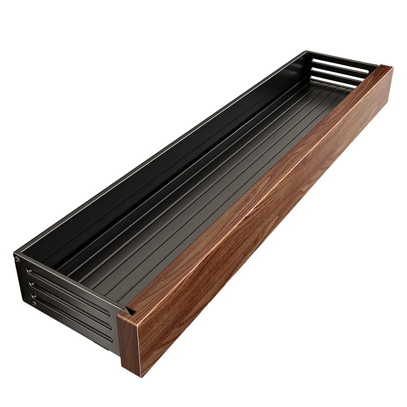 Kitchen shelf walnut look, wall-mounted, no drilling