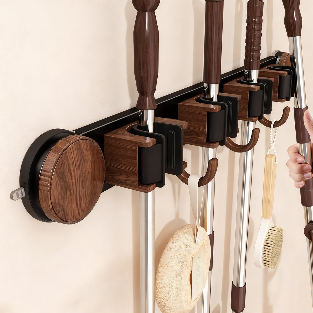 Suction cup wall holder for cleaning tools