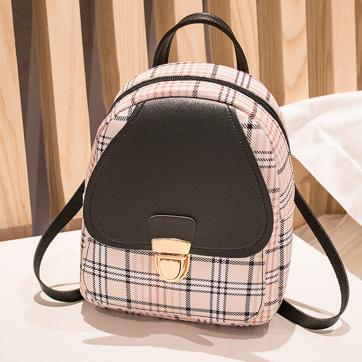 PU backpack with grid pattern, waterproof