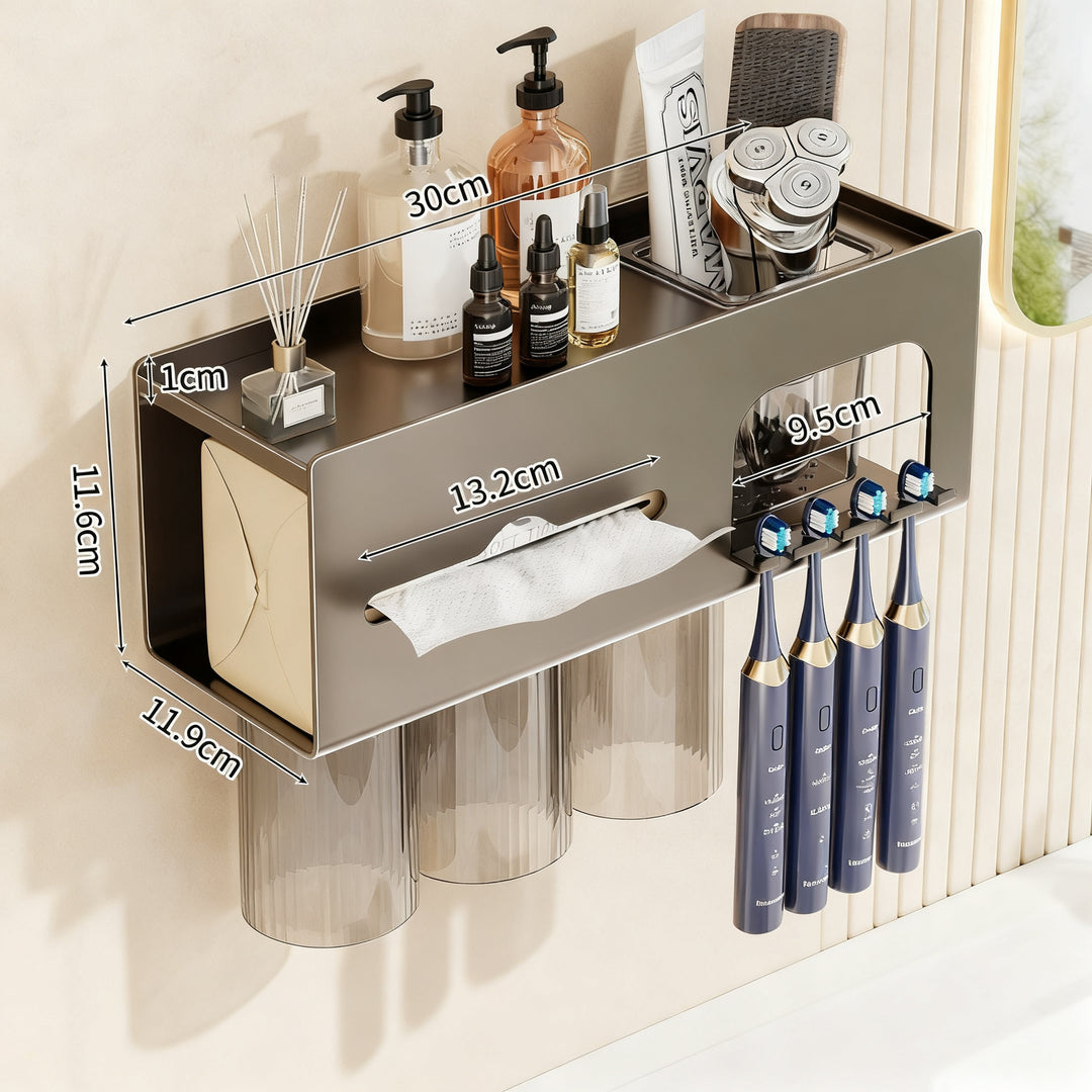 Toothbrush holder with magnetic attachment