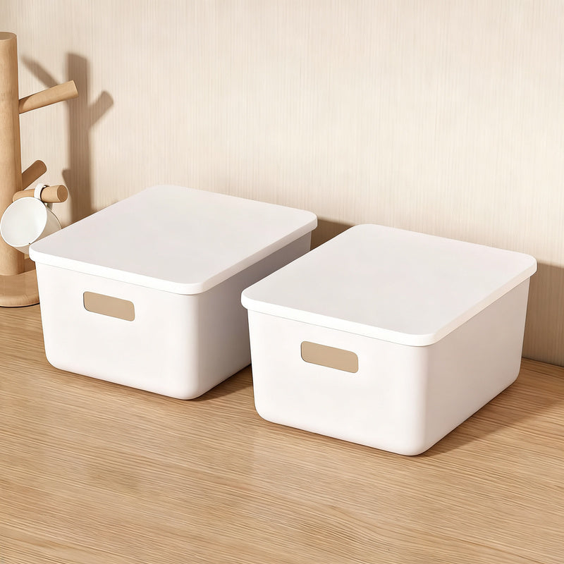 Plastic storage box for desk and cabinet
