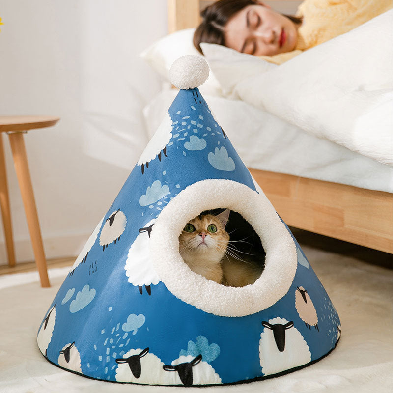 Enclosed house tent for cats and small dogs