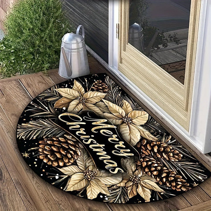 Half-round doormat, crystal velvet, Christmas design