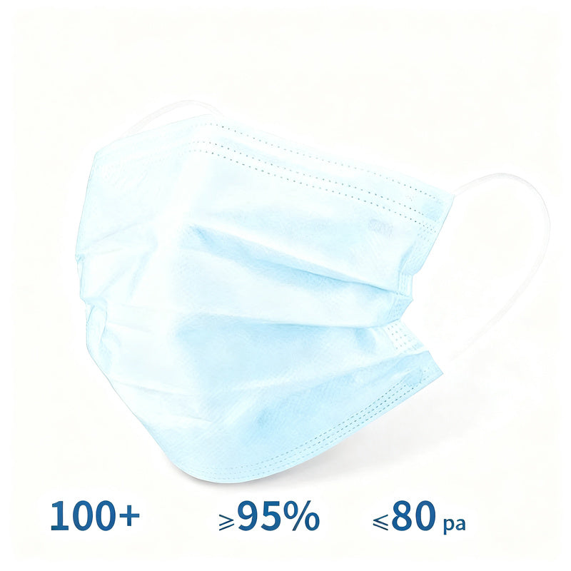 Disposable face mask, 3-ply, pack of 50
