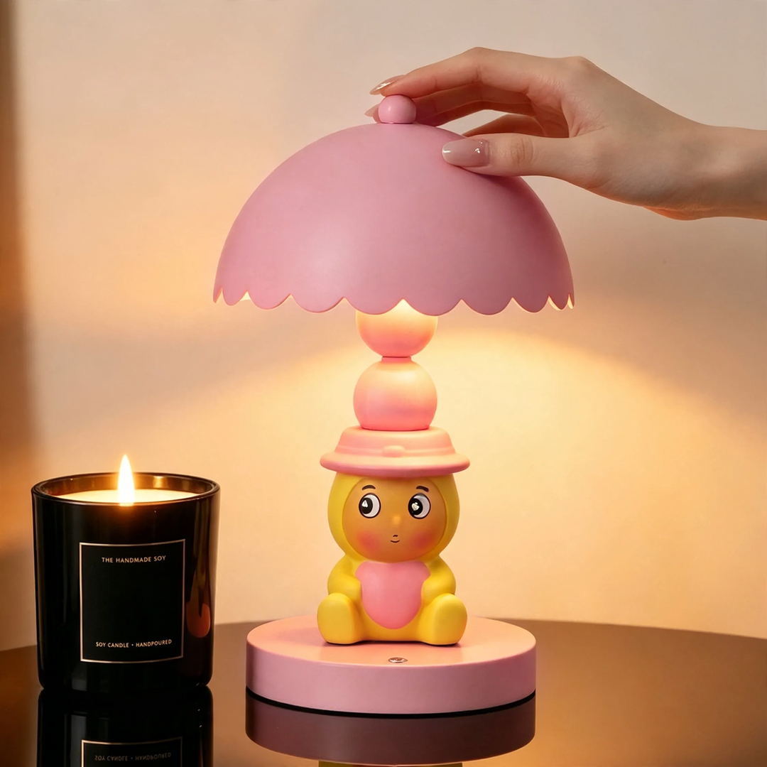 Cartoon table lamp with hat, children's room