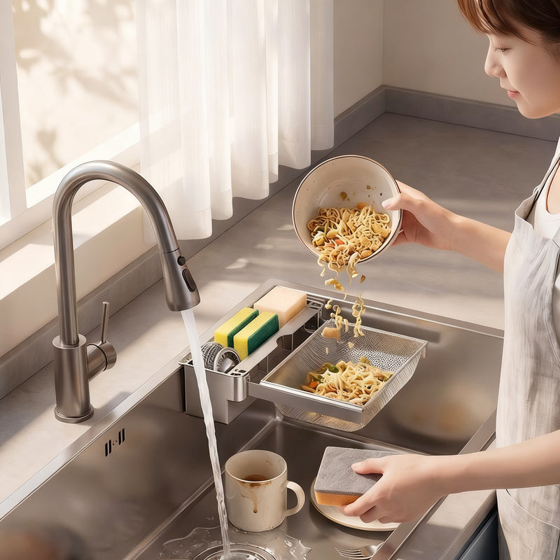 Expandable sink strainer with mesh filters, ABS