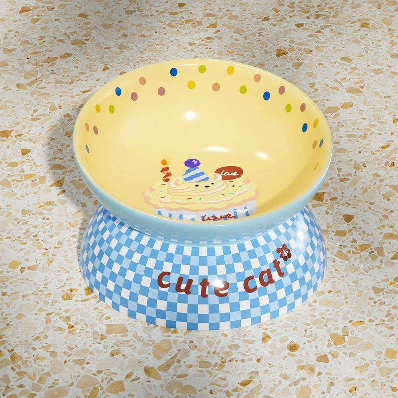 High-foot ceramic bowl for dogs and cats
