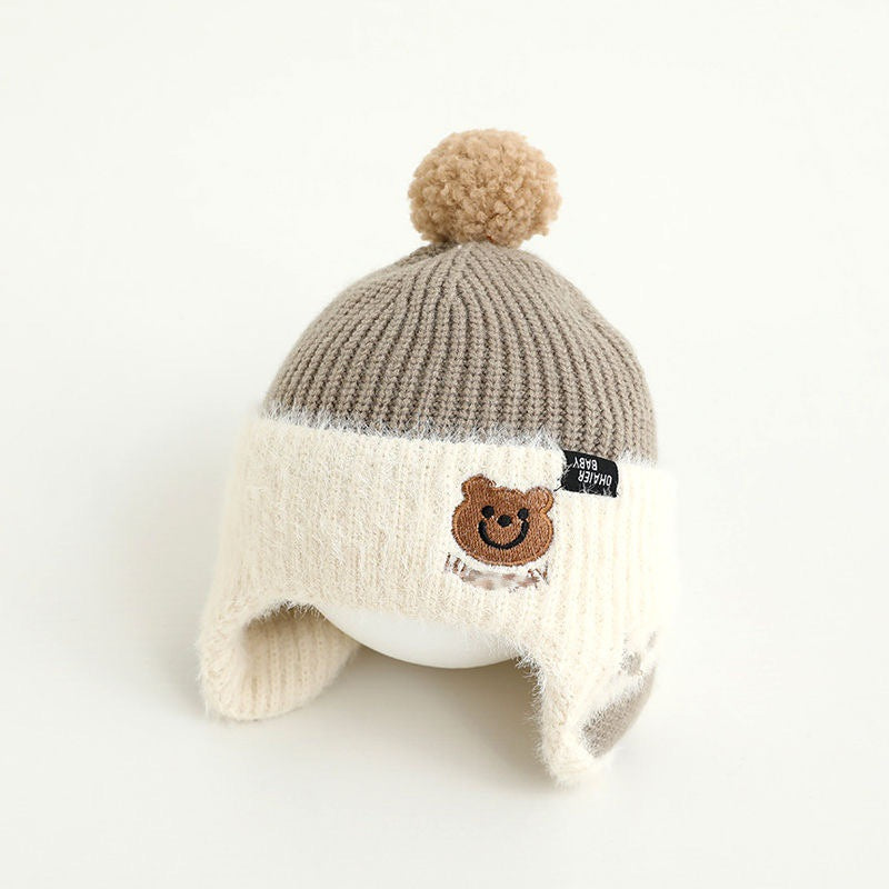 Children's hat with earflaps, knitted, warm