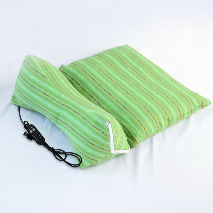 Neck support pillow with buckwheat hull filling