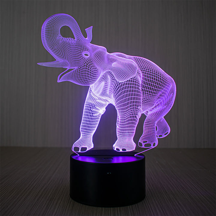 3D-LED-Night Light Elephant with Remote Control