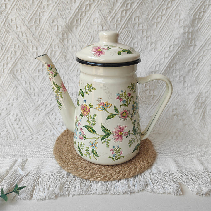 Enamelled hand brewing kettle made of sheet steel, 1.2 L