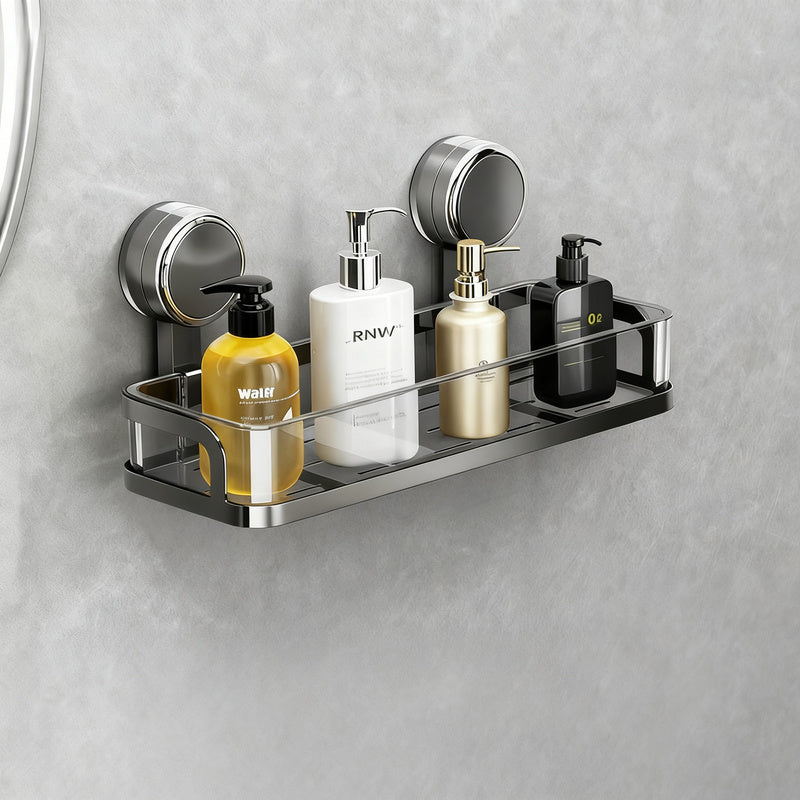 Bathroom shelf with suction cup without drilling
