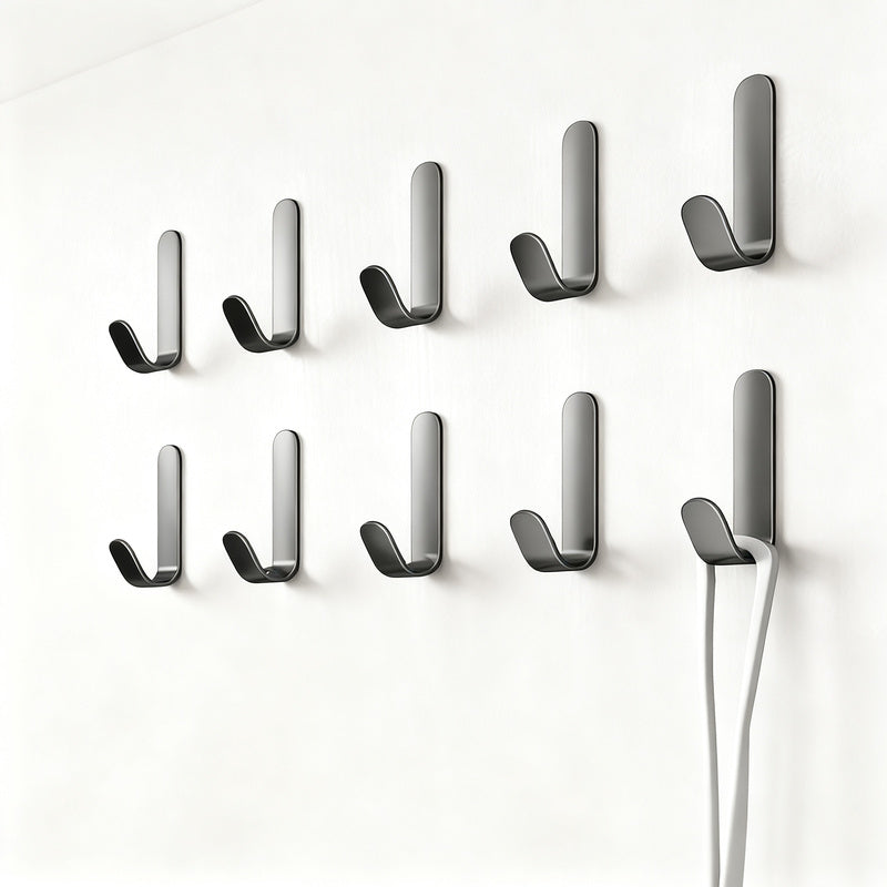 Aluminum wall hooks with adhesive surface