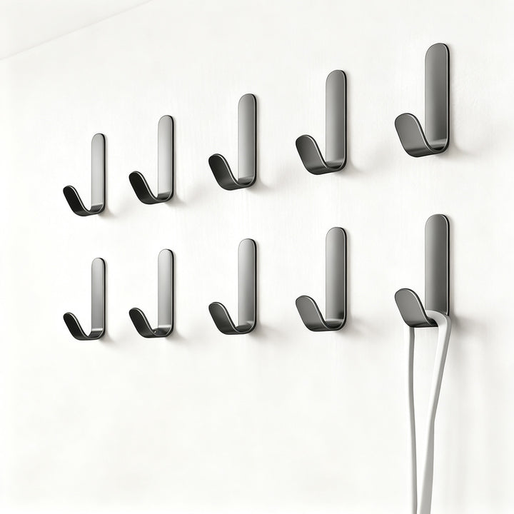 Aluminum wall hooks with adhesive surface